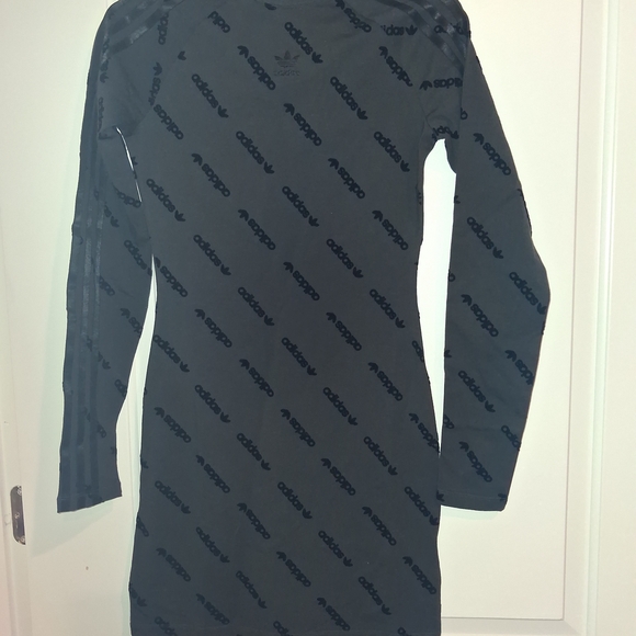 Adidas Women's Black/Gray Body Con Long Sleeve Dress - Picture 3 of 8